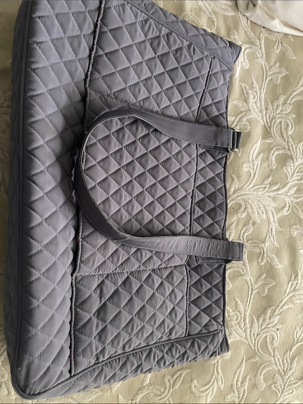 Vera Bradley Quilted Satchel in Light Gray